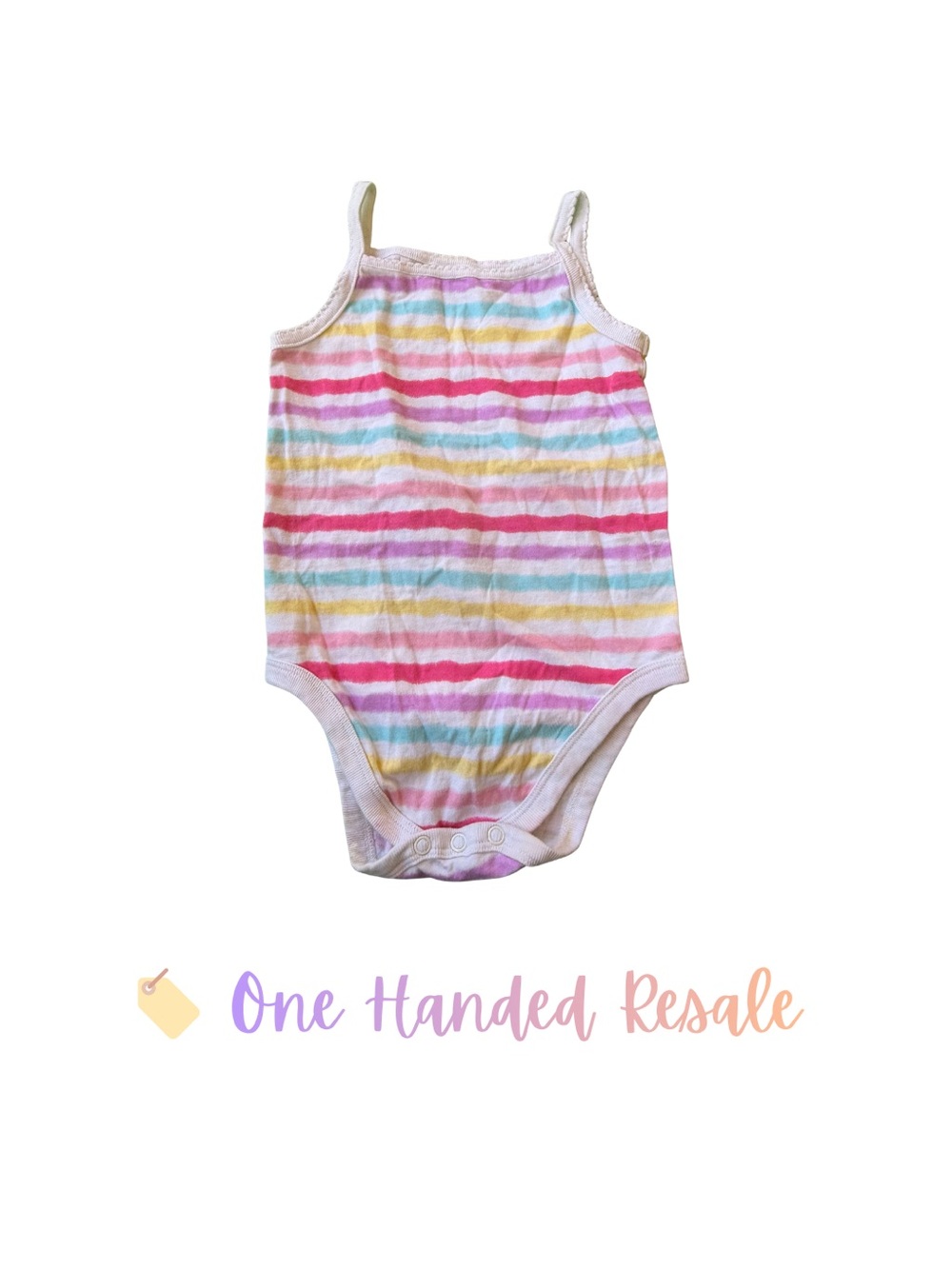 🌈 Garanimals Multicolor Rainbow Striped Tank Top Bodysuit Onesie Comfy Light 24